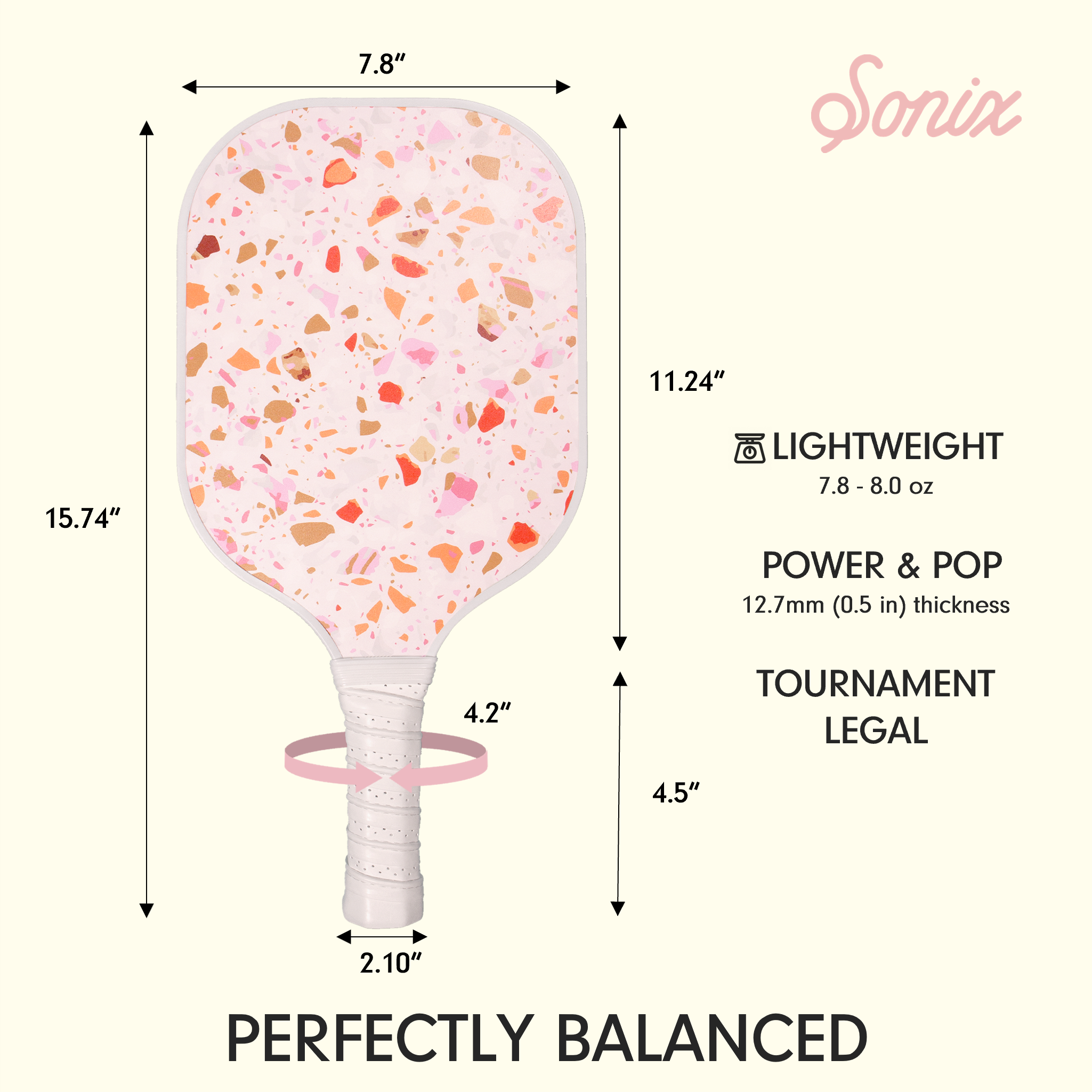 Single Pickleball Paddle - Sherbet Confetti
