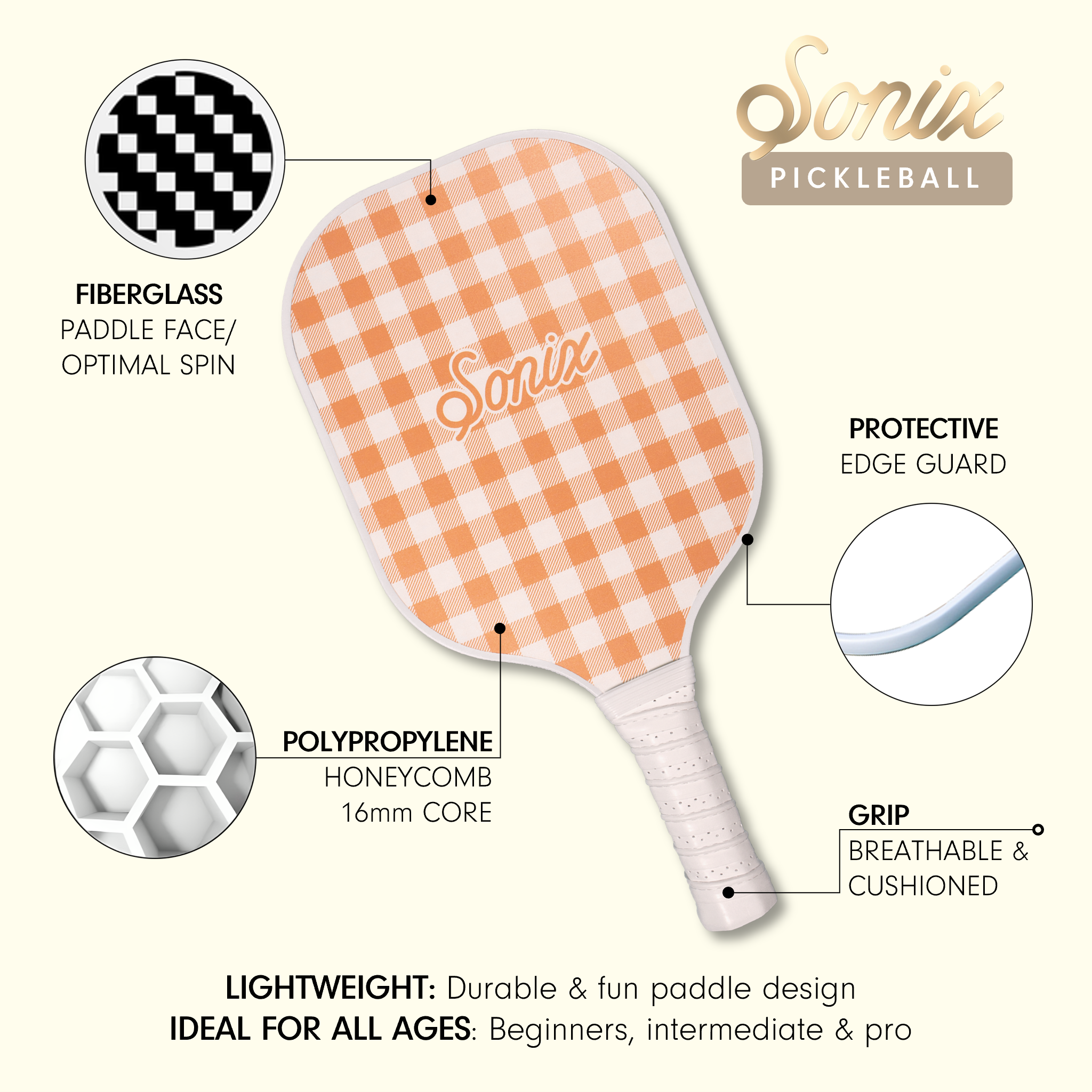Single Pickleball Paddle - Sherbet Confetti