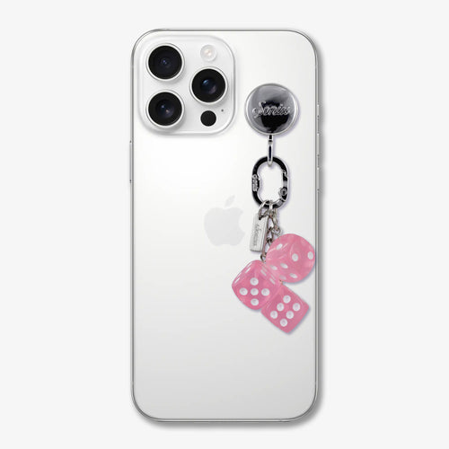 Adhesive Phone Hooks with Charms - Pink Dice