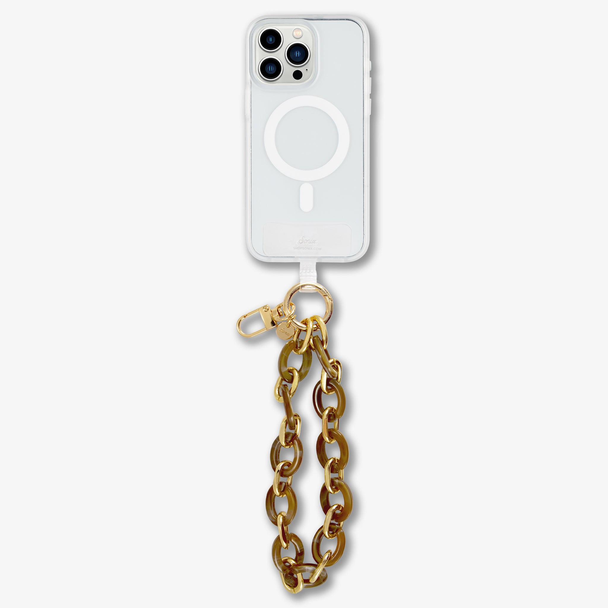 Brown Marble Chain Phone Wristlet
