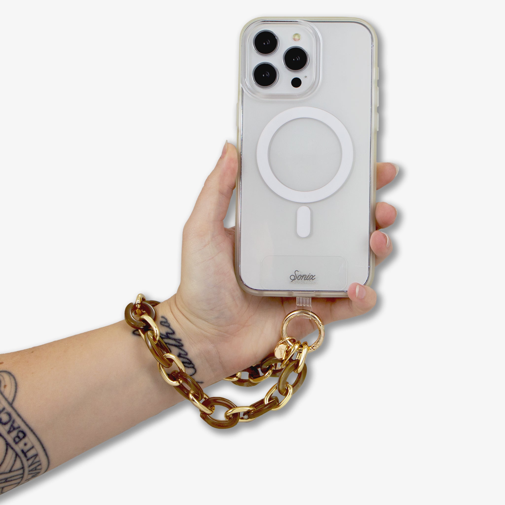 Brown Marble Chain Phone Wristlet