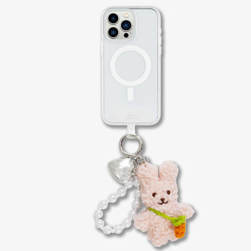 Phone Wristlet with Plush Bunny Charm