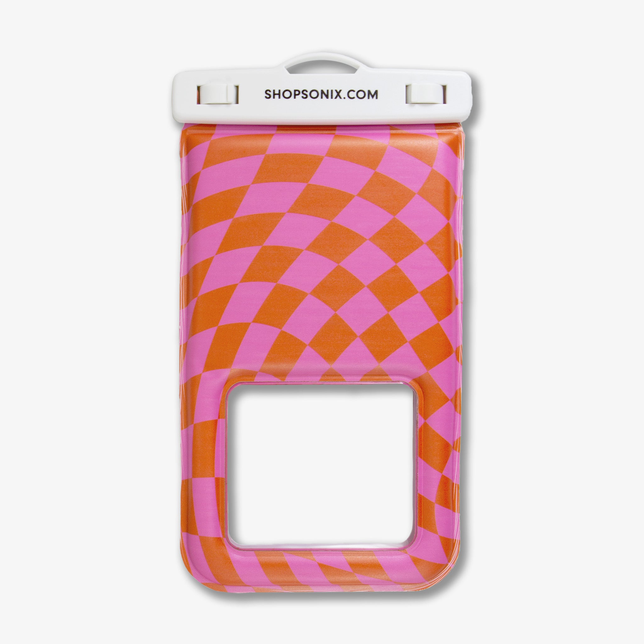 Waterproof Phone Pouch - Checkmate Pink/Orange