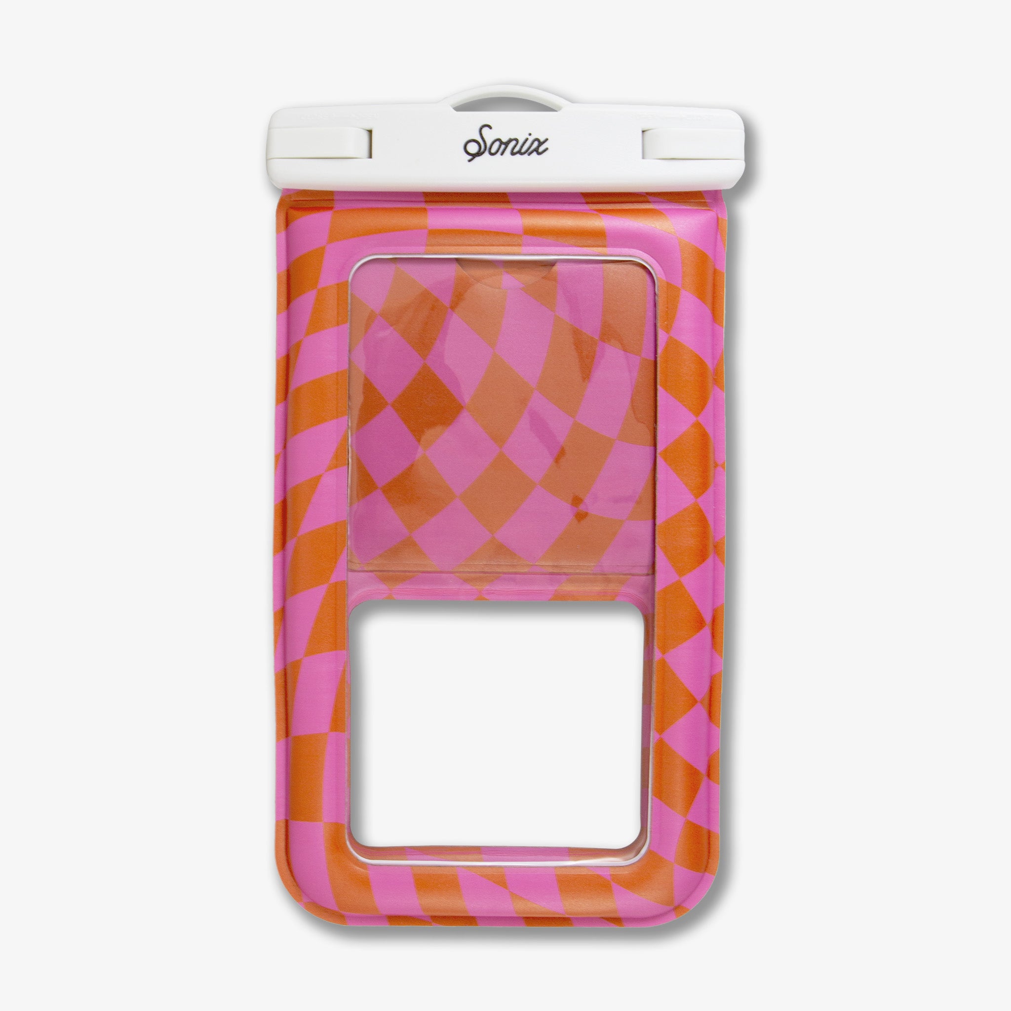 Waterproof Phone Pouch - Checkmate Pink/Orange