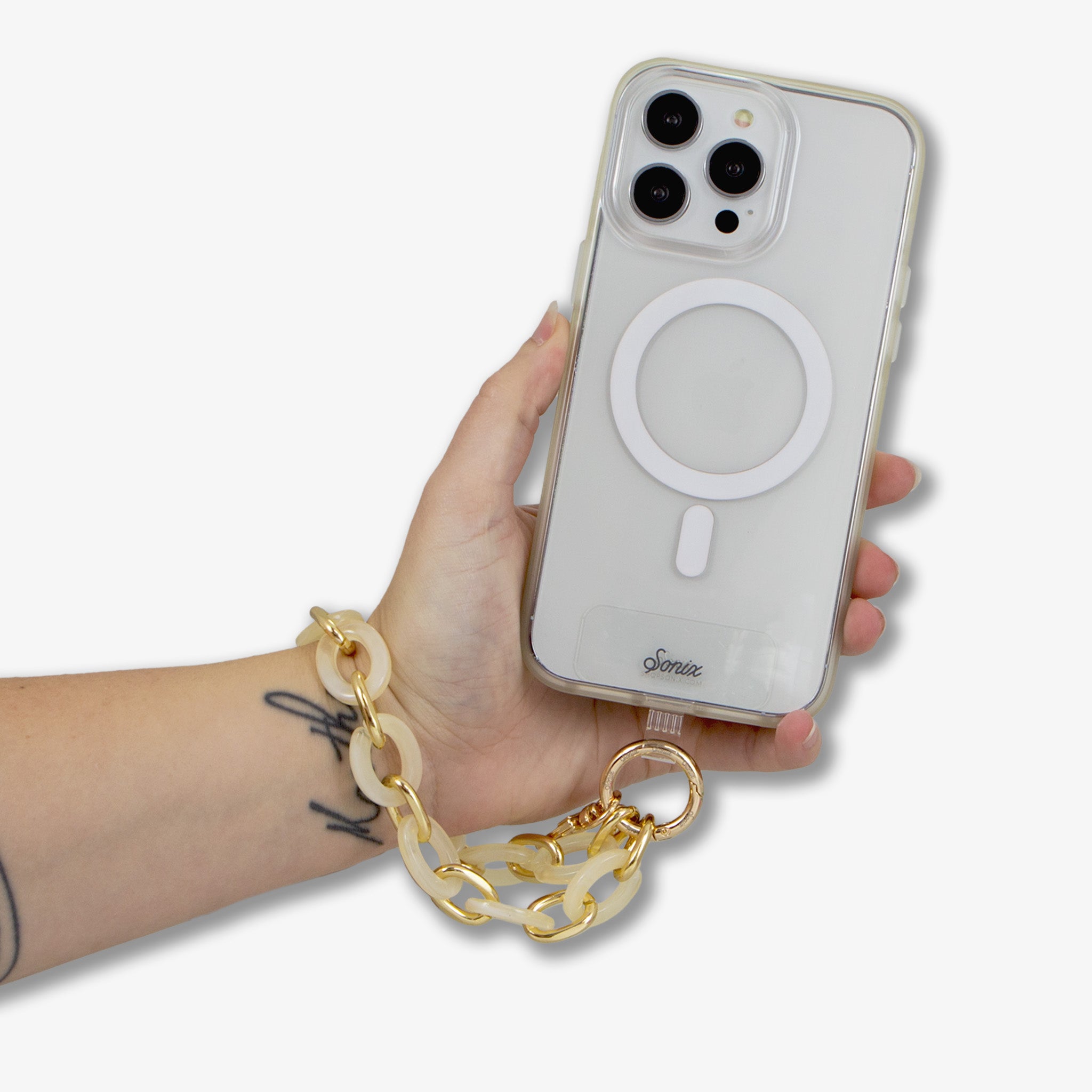 Ivory Marble Chain Phone Wristlet