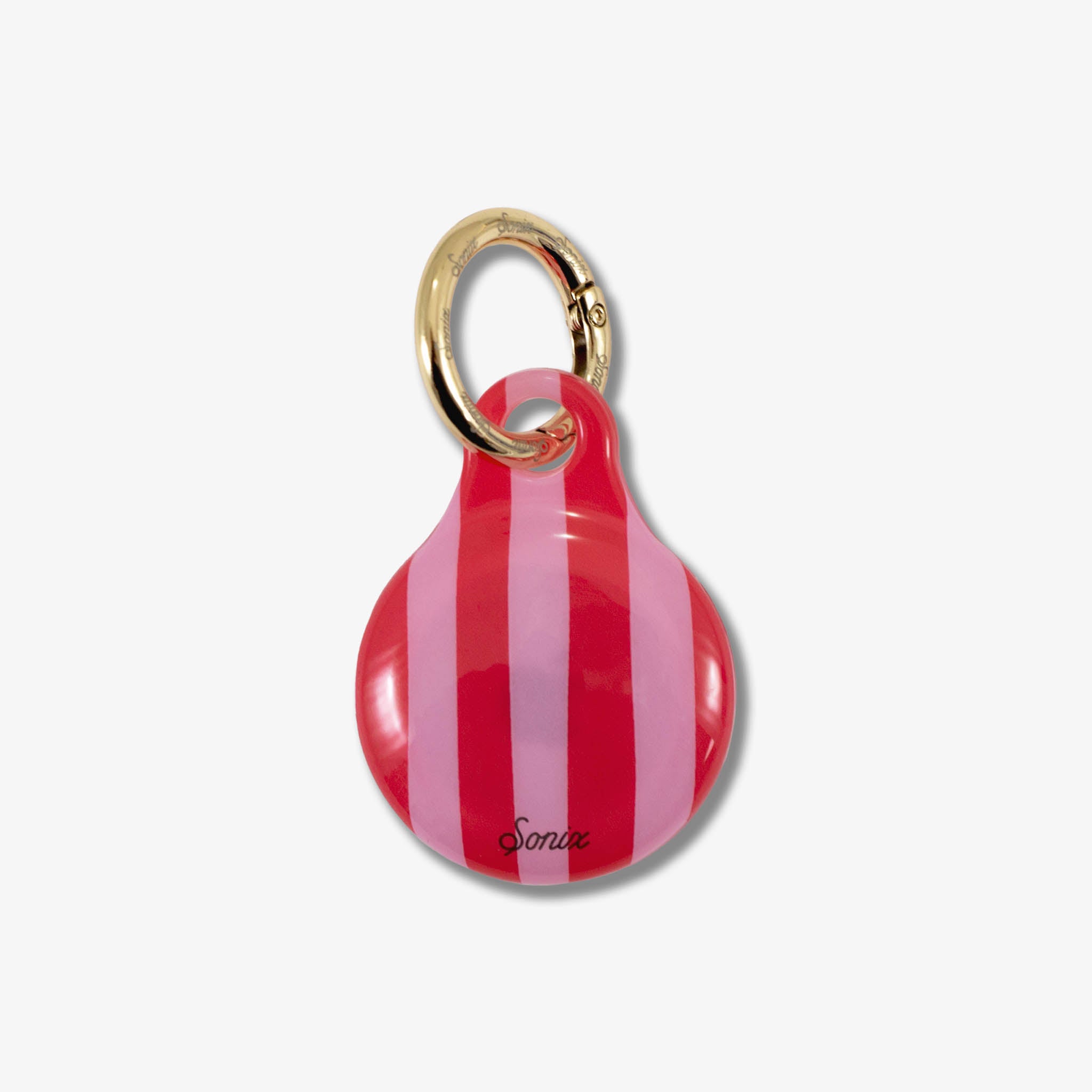 ★nico★GPSケース バイアスチェック&チェリーピンク AirTag® Cover - Jelly Stripe Pink / Red | Sonix
