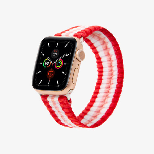 Knit Apple Watch Band - Varsity Red + Pink Stripe