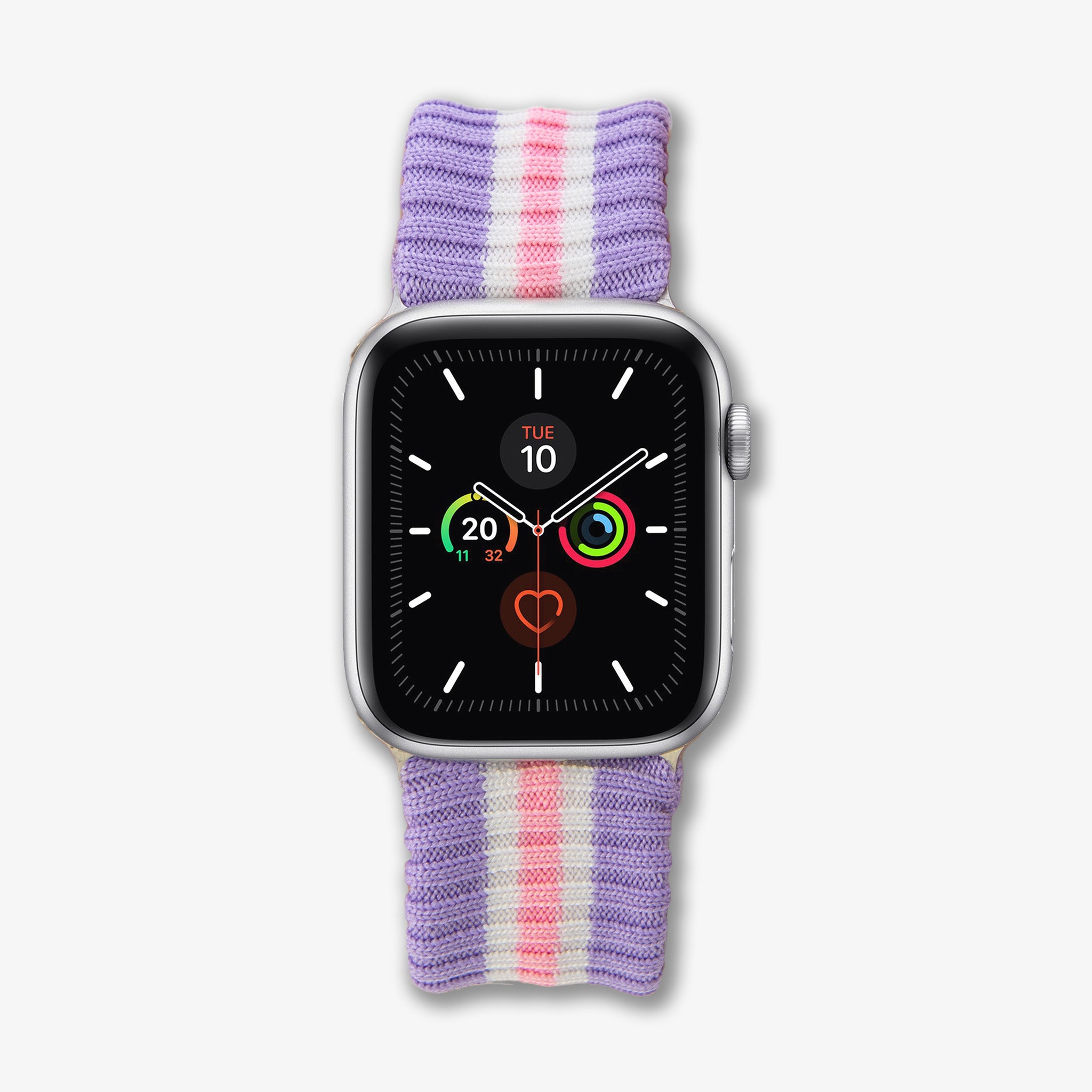 Knit Apple Watch® Band - Lavender + Pink Stripe