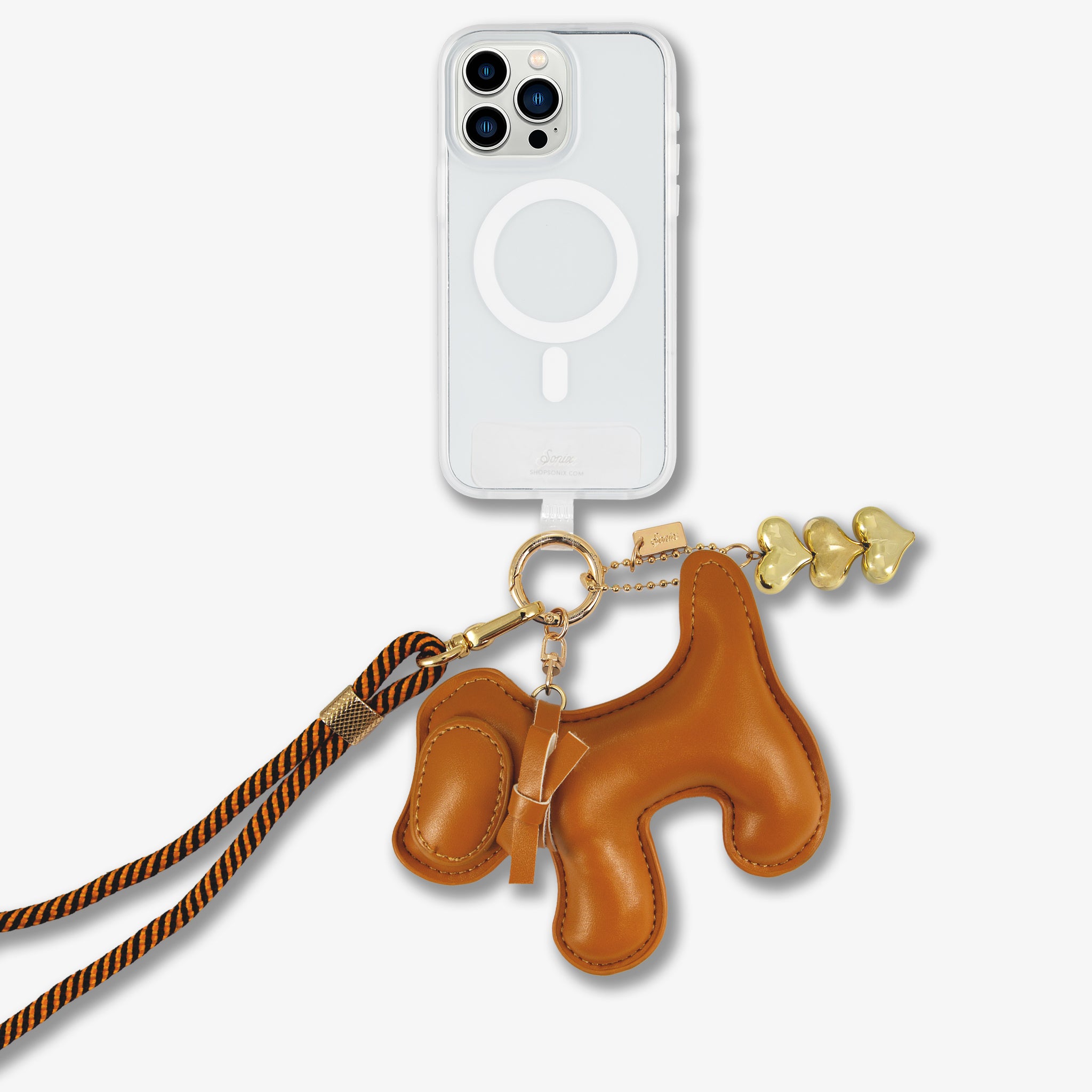 Universal Crossbody Phone Strap with Plush Animal - Brown Dog