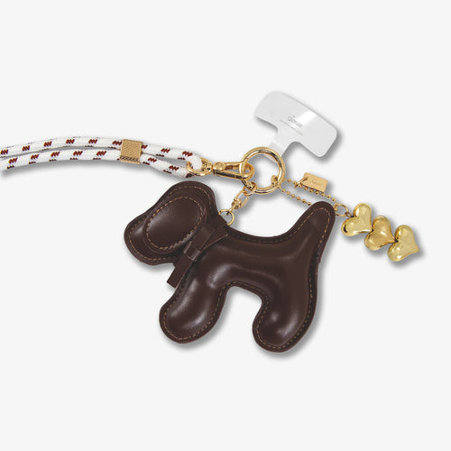 Universal Crossbody Phone Strap with Plush Animal - Chocolate Dog