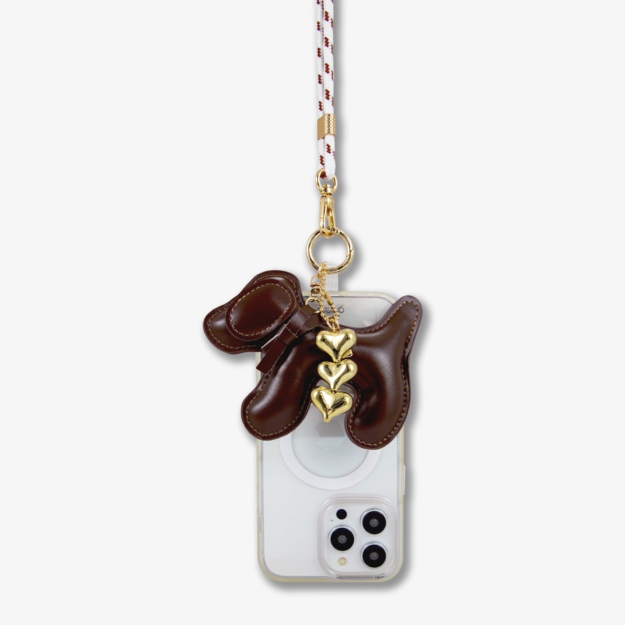 Universal Crossbody Phone Strap with Plush Animal - Chocolate Dog