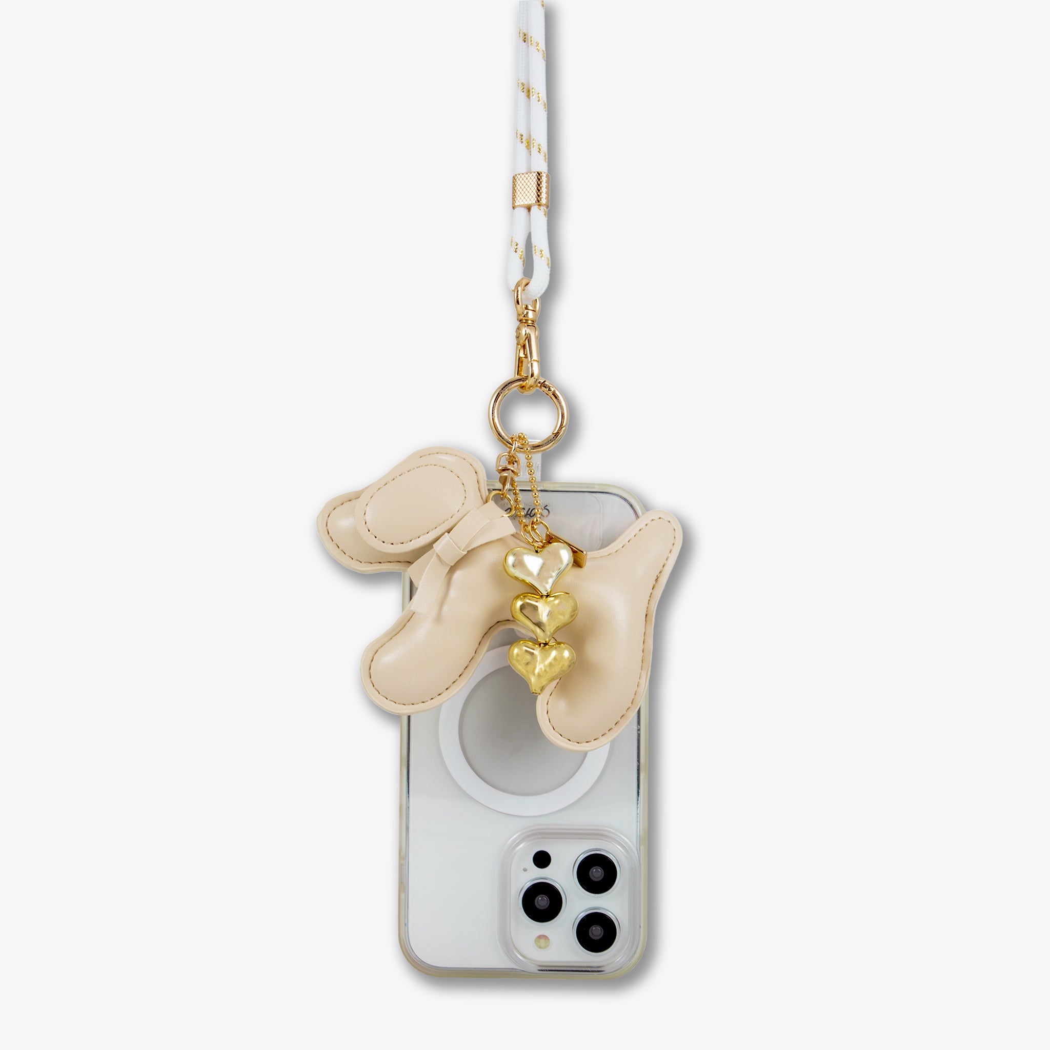 Universal Crossbody Phone Strap with Plush Animal - Ivory Dog