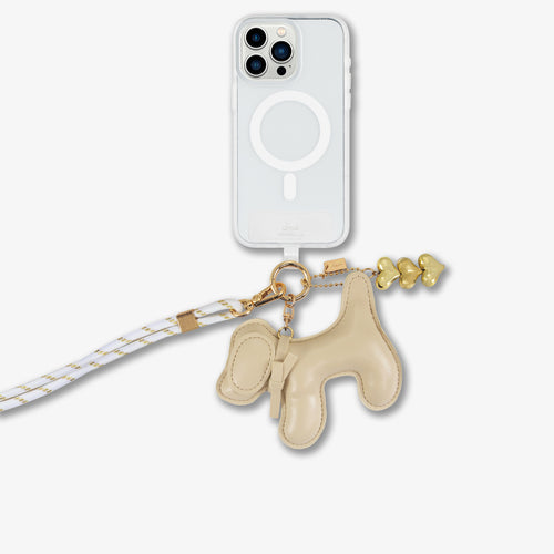 Universal Crossbody Phone Strap with Plush Animal - Ivory Dog