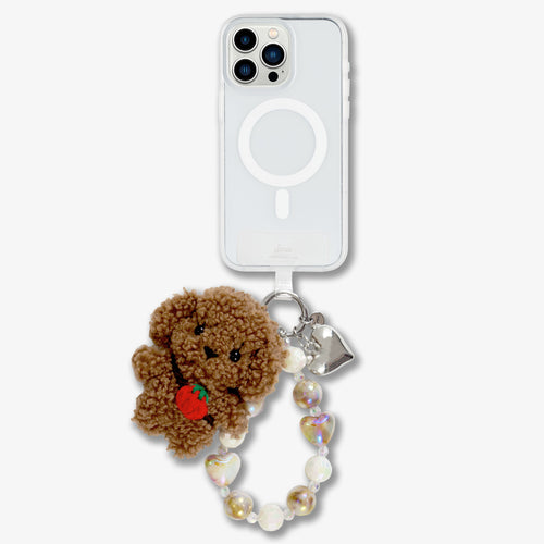 Phone Wristlet with Plush Puppy Charm