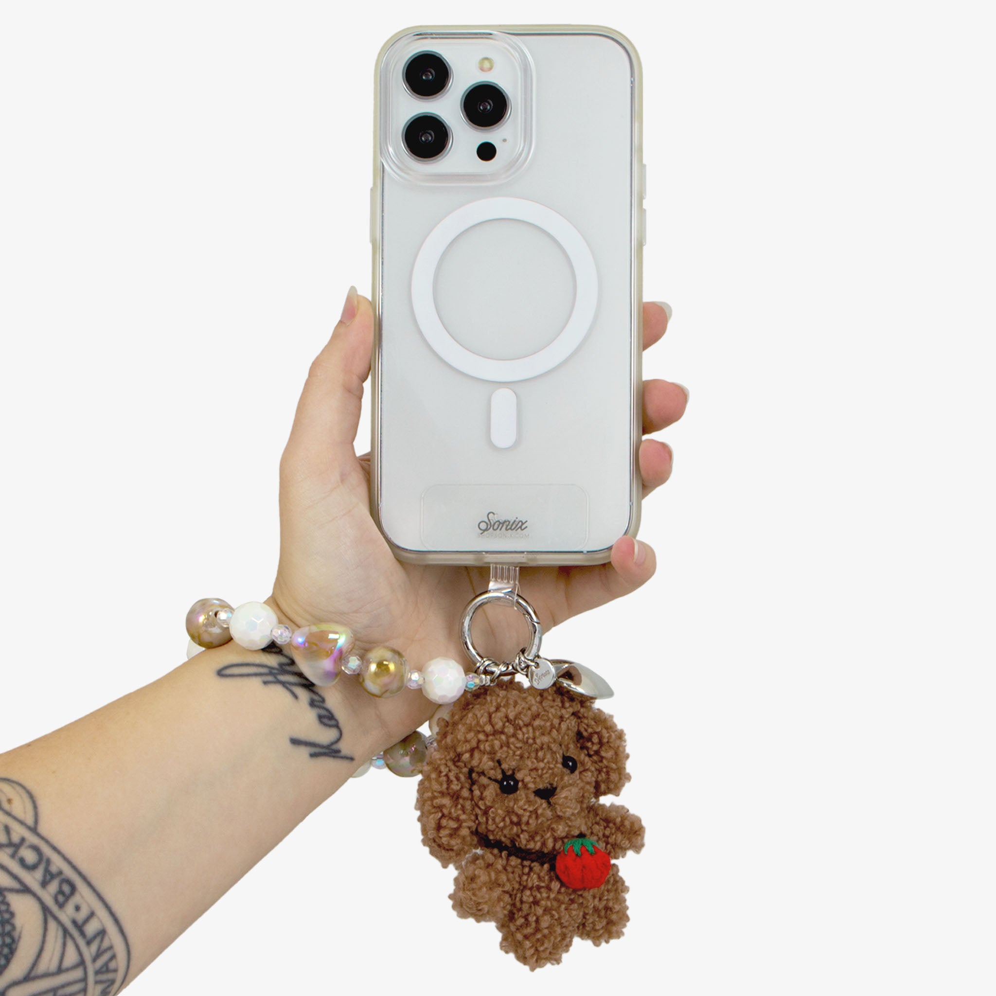 Phone Wristlet with Plush Puppy Charm