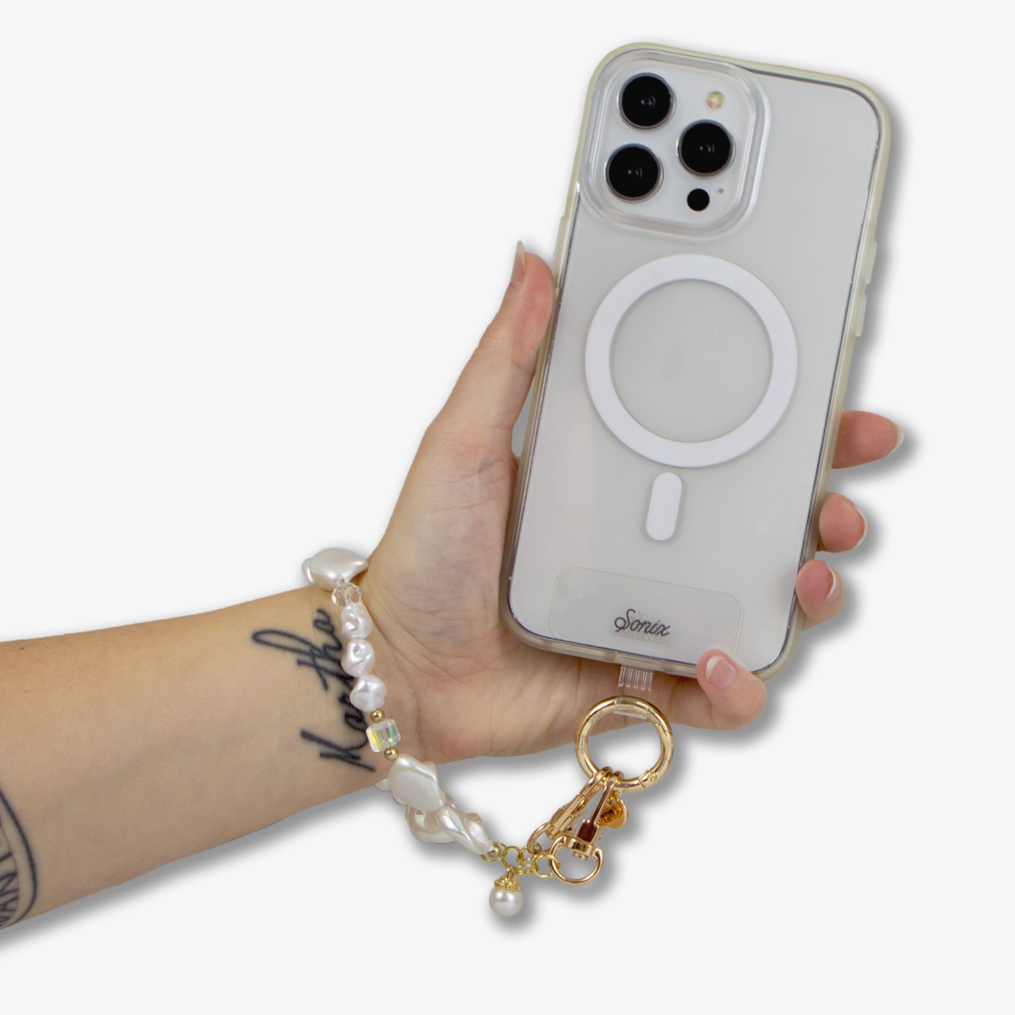 Vintage Pearls Phone Wristlet