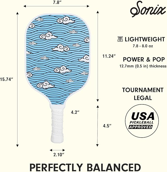 Single Pickleball Paddle - Traditional Cloud