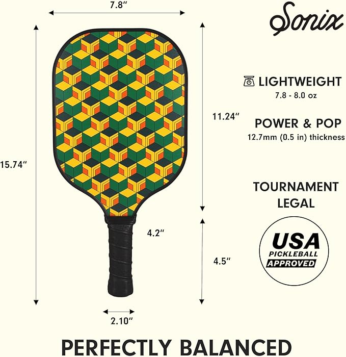 Single Pickleball Paddle - Traditional Geo