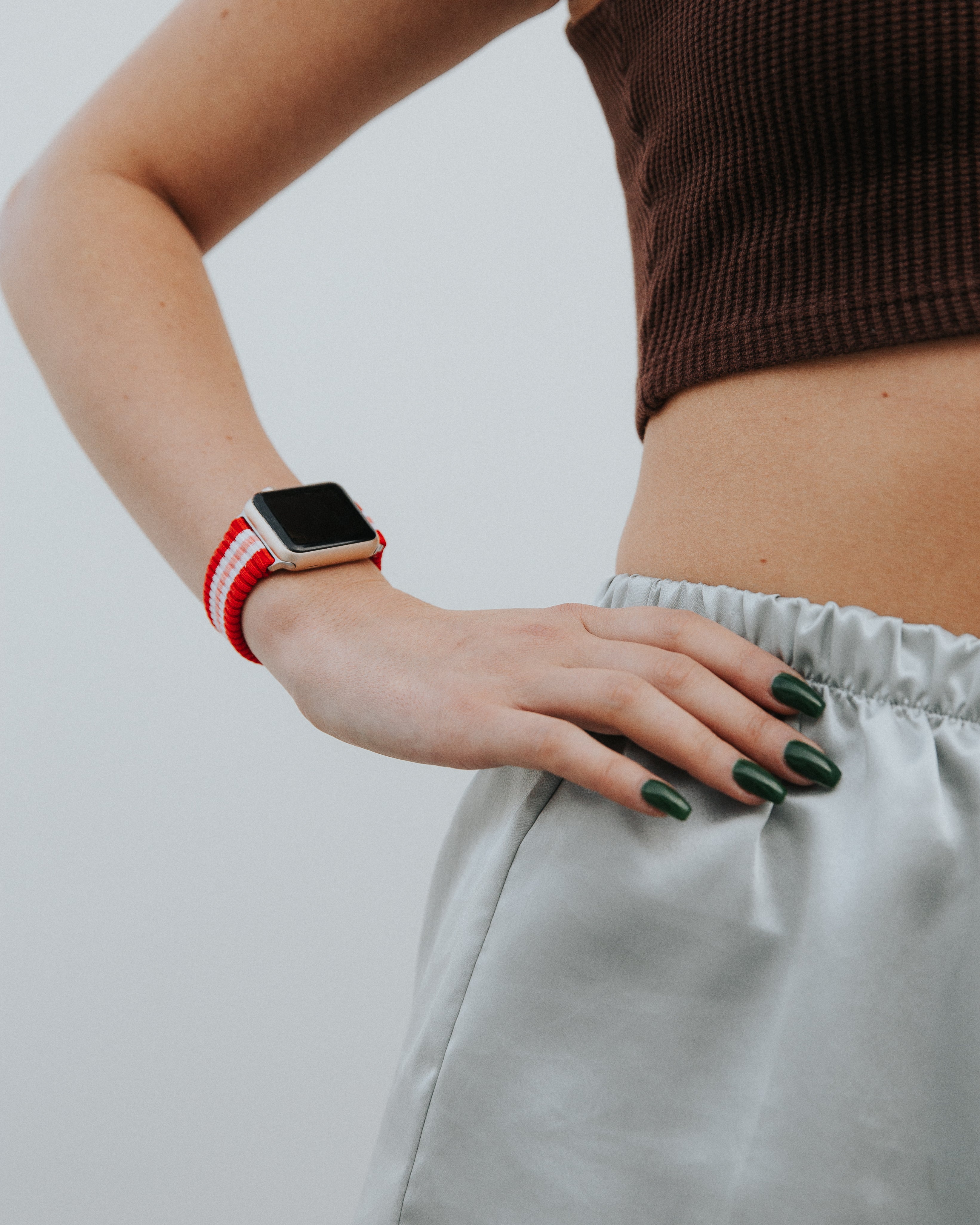 Knit Apple Watch® Band - Varsity Red + Pink Stripe