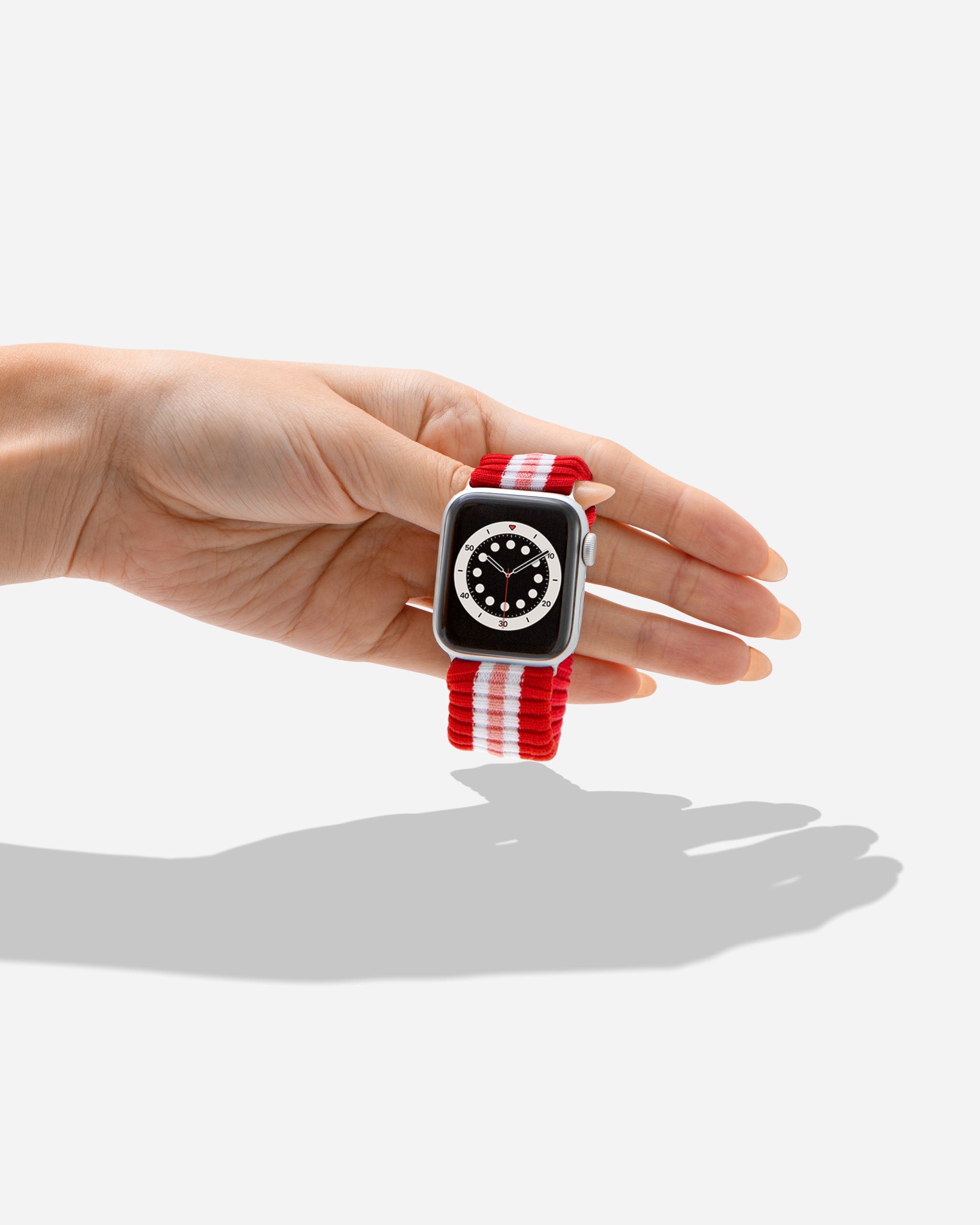 Knit Apple Watch® Band - Varsity Red + Pink Stripe