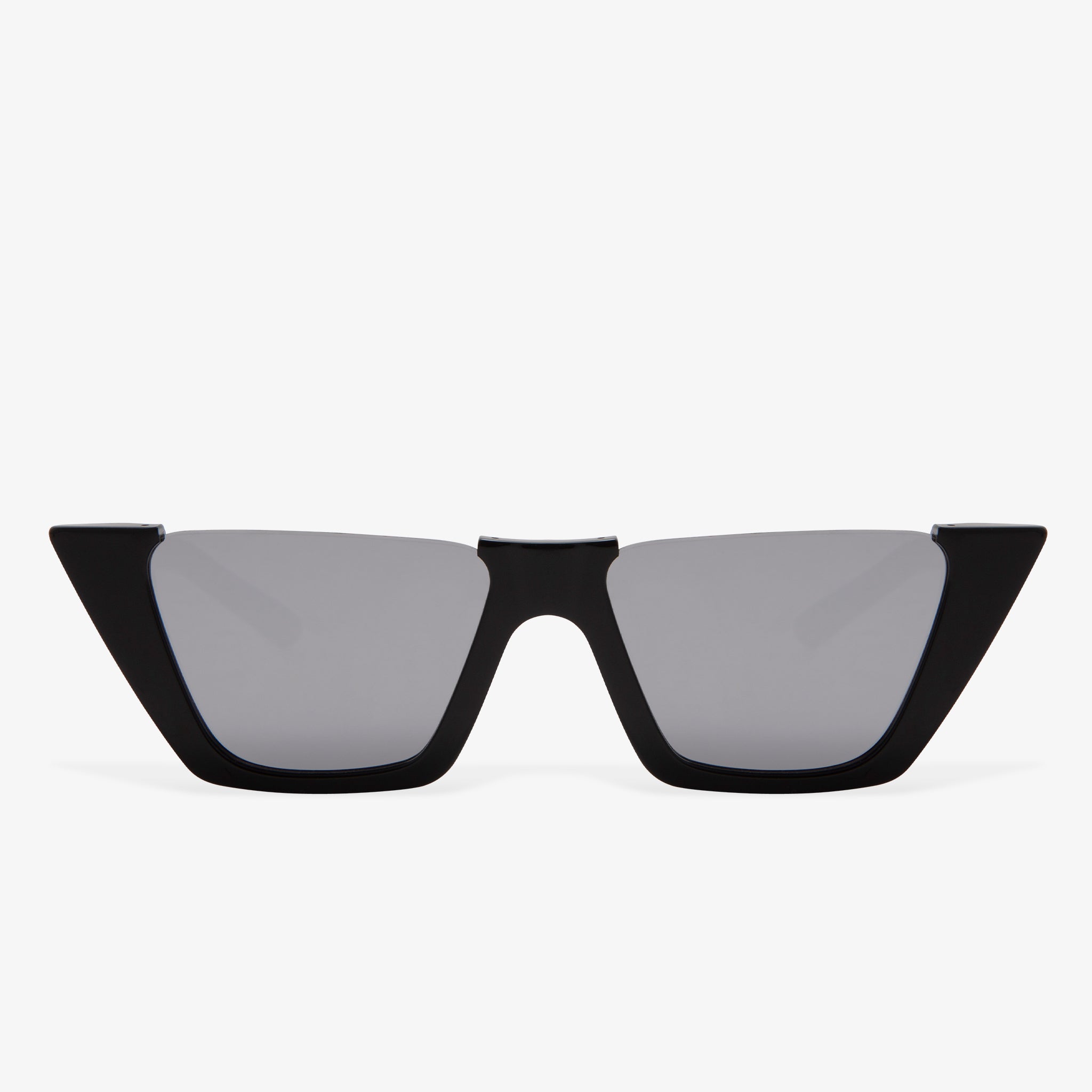 black cat eye acetate frames with silver reflective lens