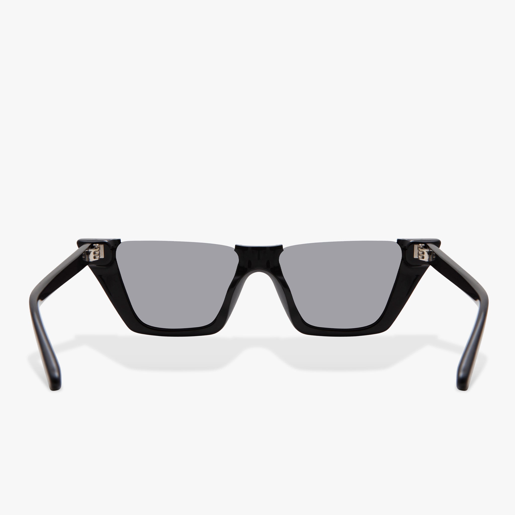 black cat eye acetate frames with silver reflective lens