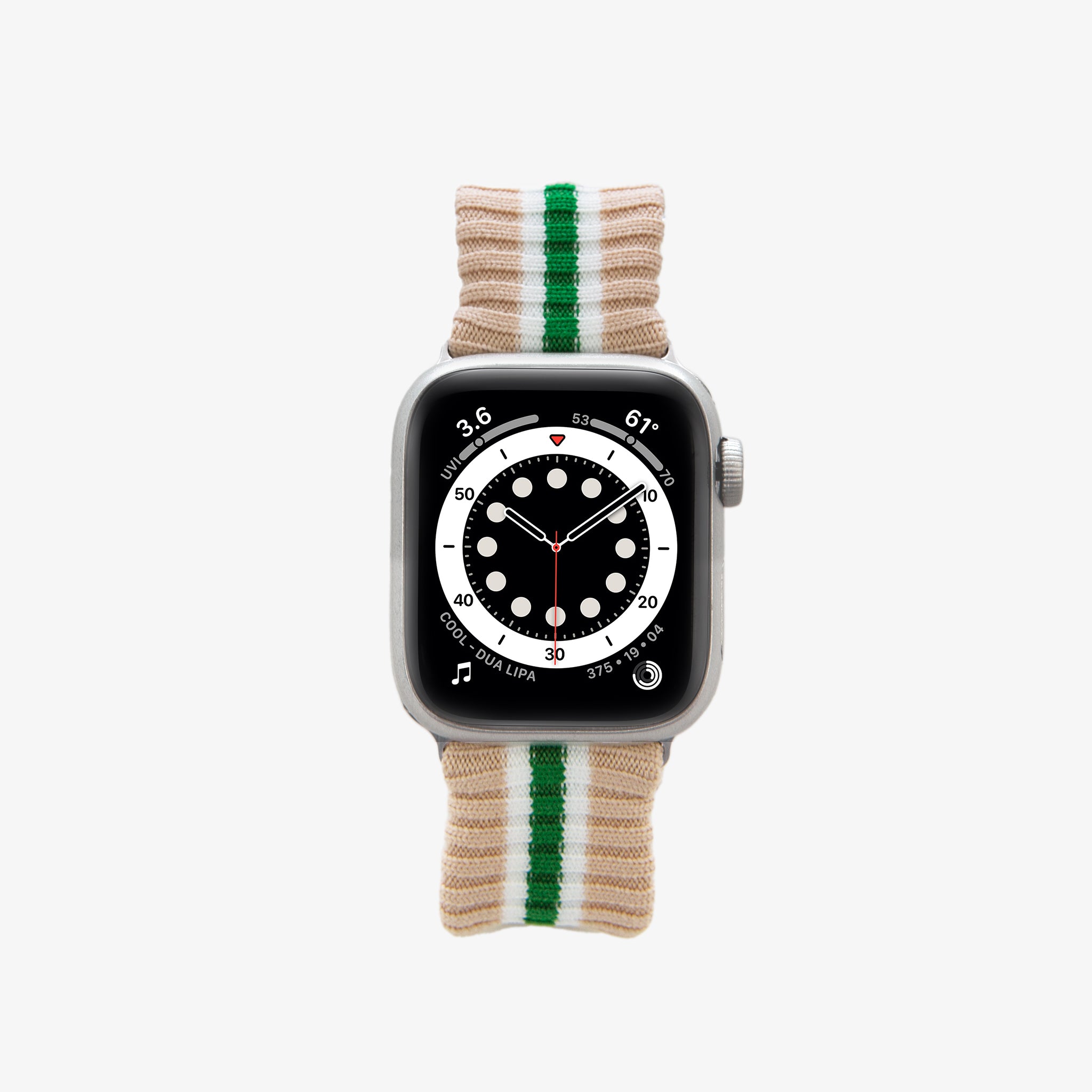 Knit Apple Watch® Band - Oat + Green Stripe