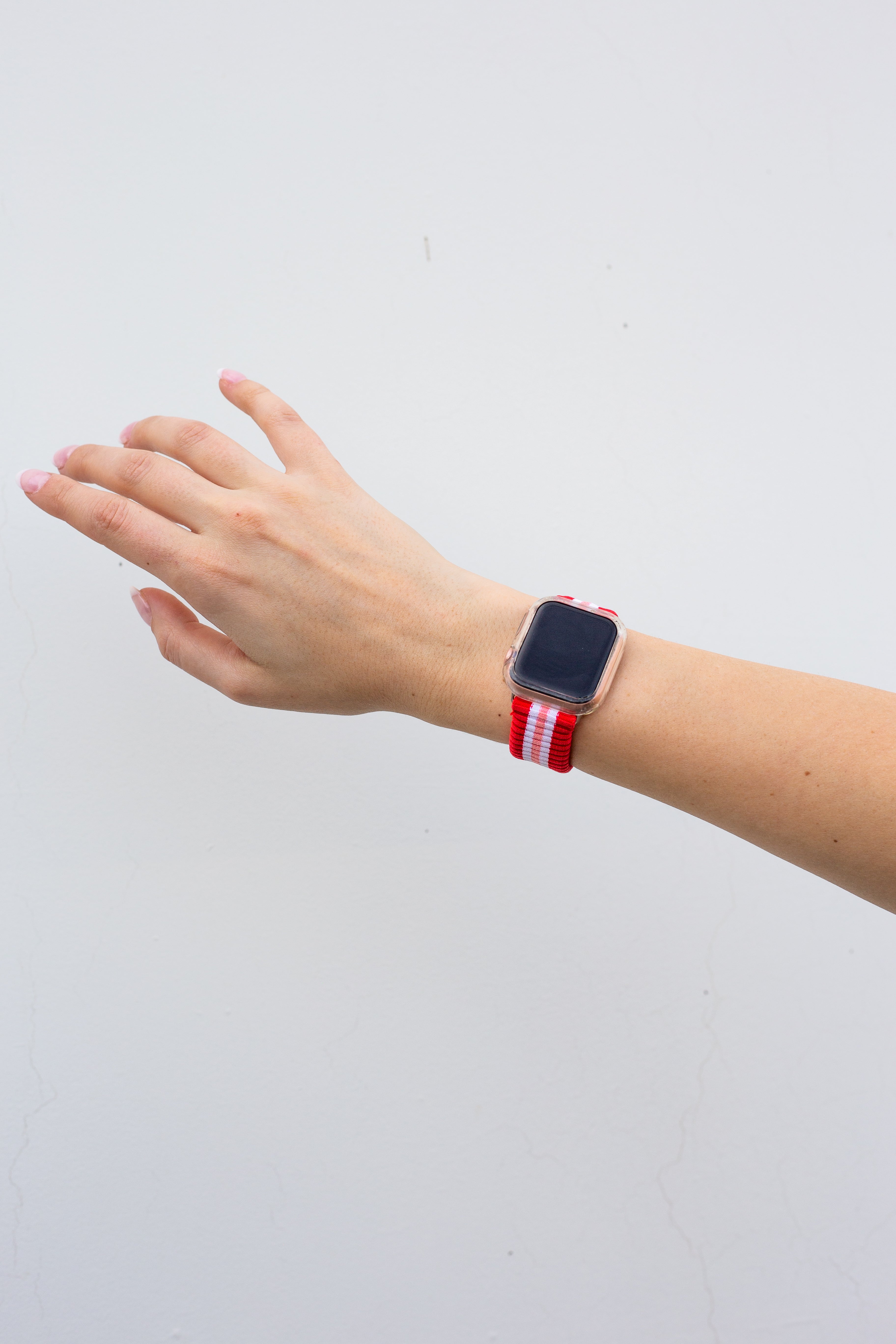 Knit Apple Watch® Band - Varsity Red + Pink Stripe