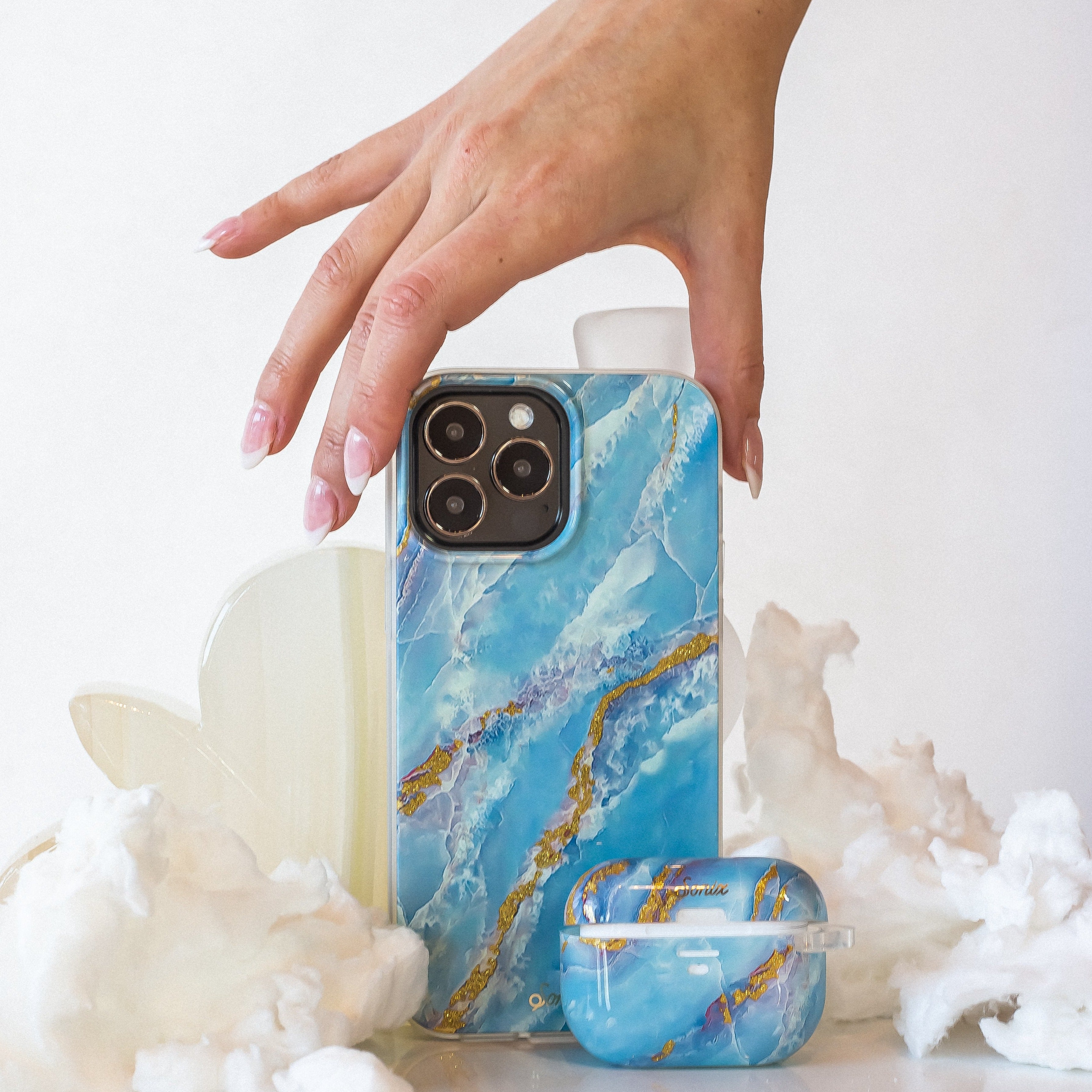Ice Blue Marble MagSafe® Compatible iPhone Case