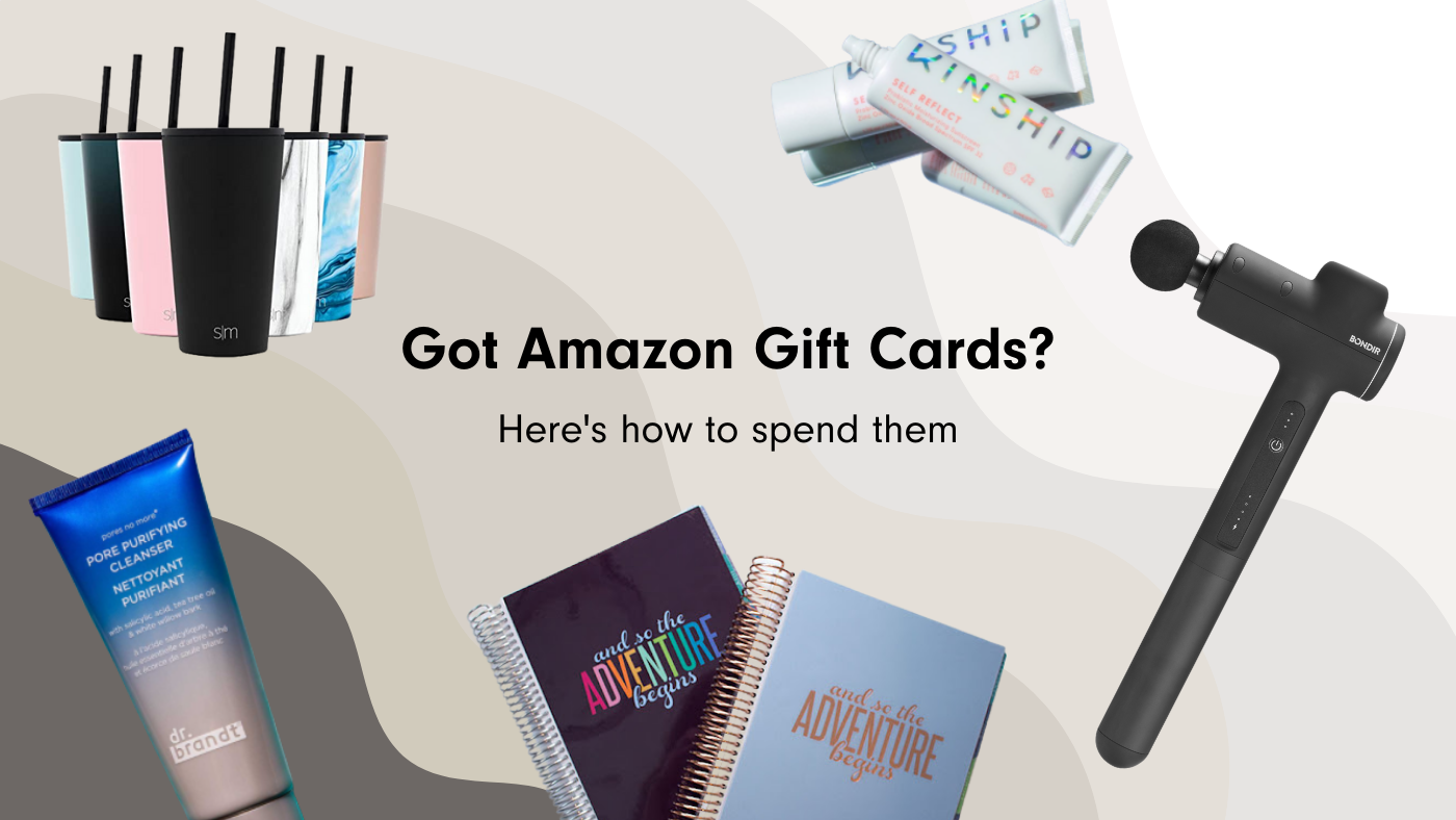Promotional banner showing curated gift-card picks and headline ‘Got Amazon Gift Cards? Here’s how to spend them’