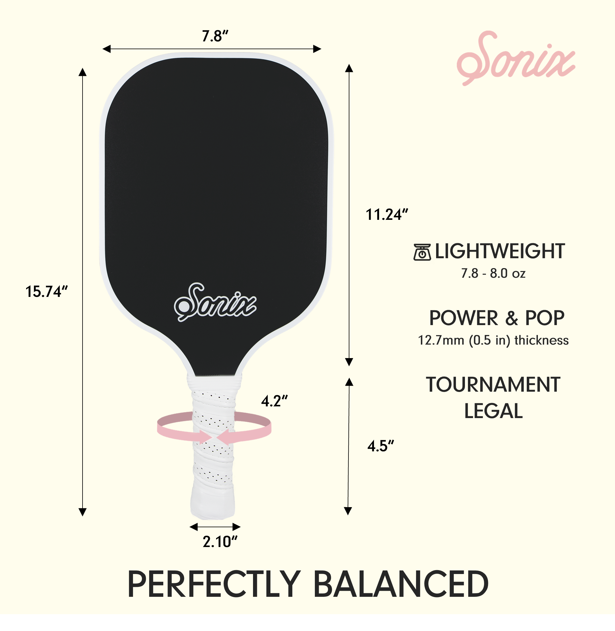 Single Pickleball Paddle - Black