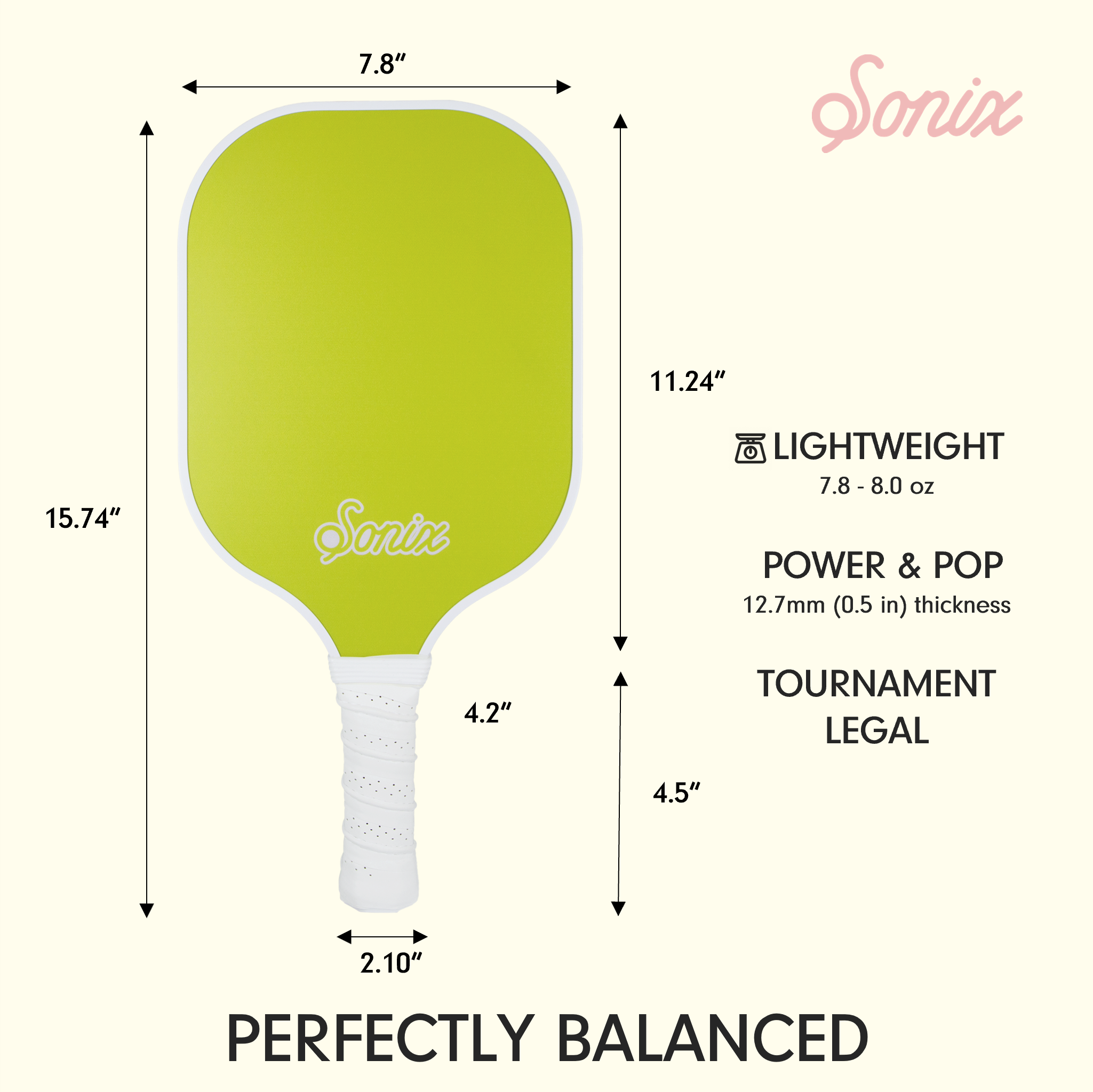 Single Pickleball Paddle - Citrine