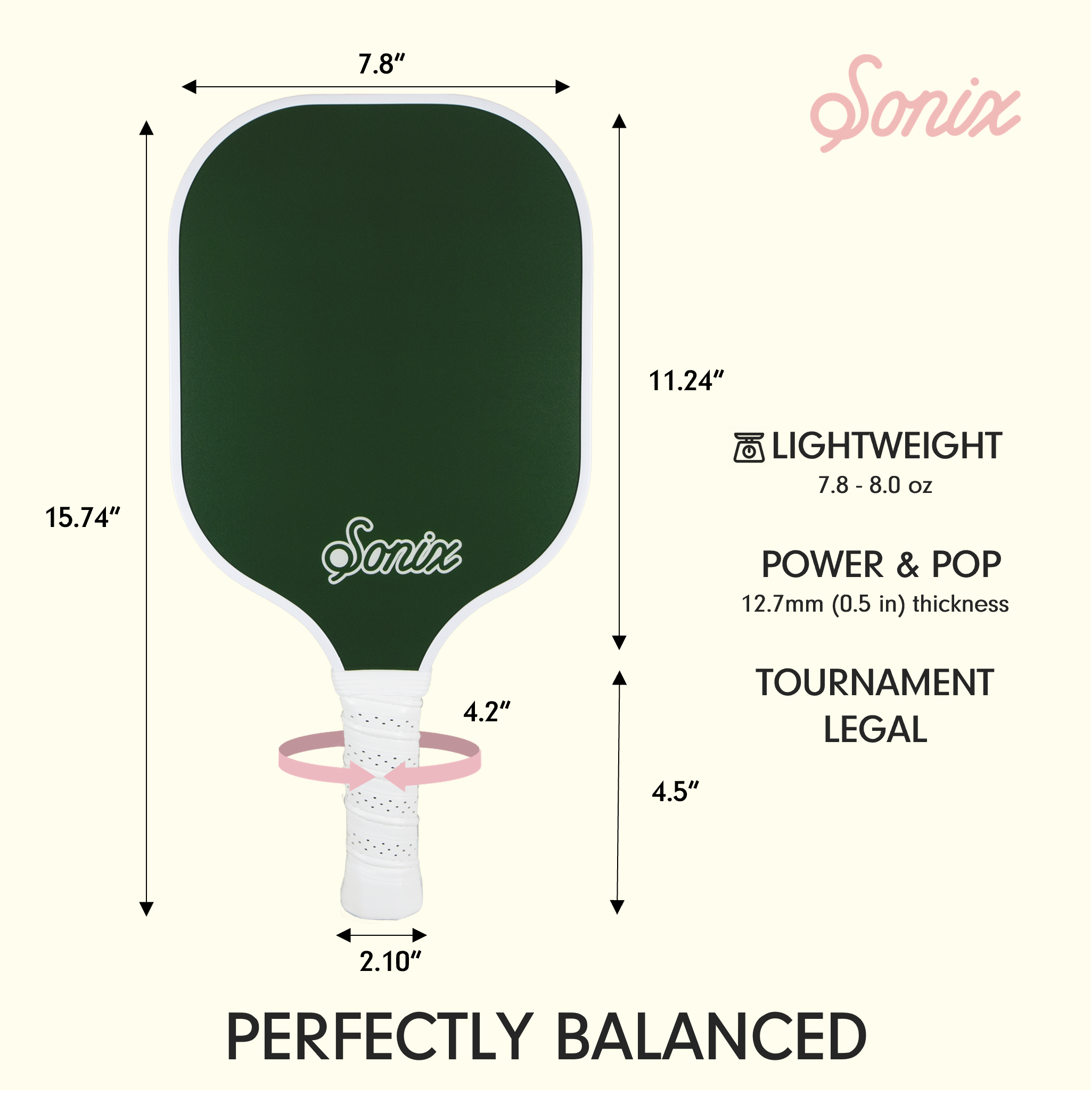 Single Pickleball Paddle - Forest Green