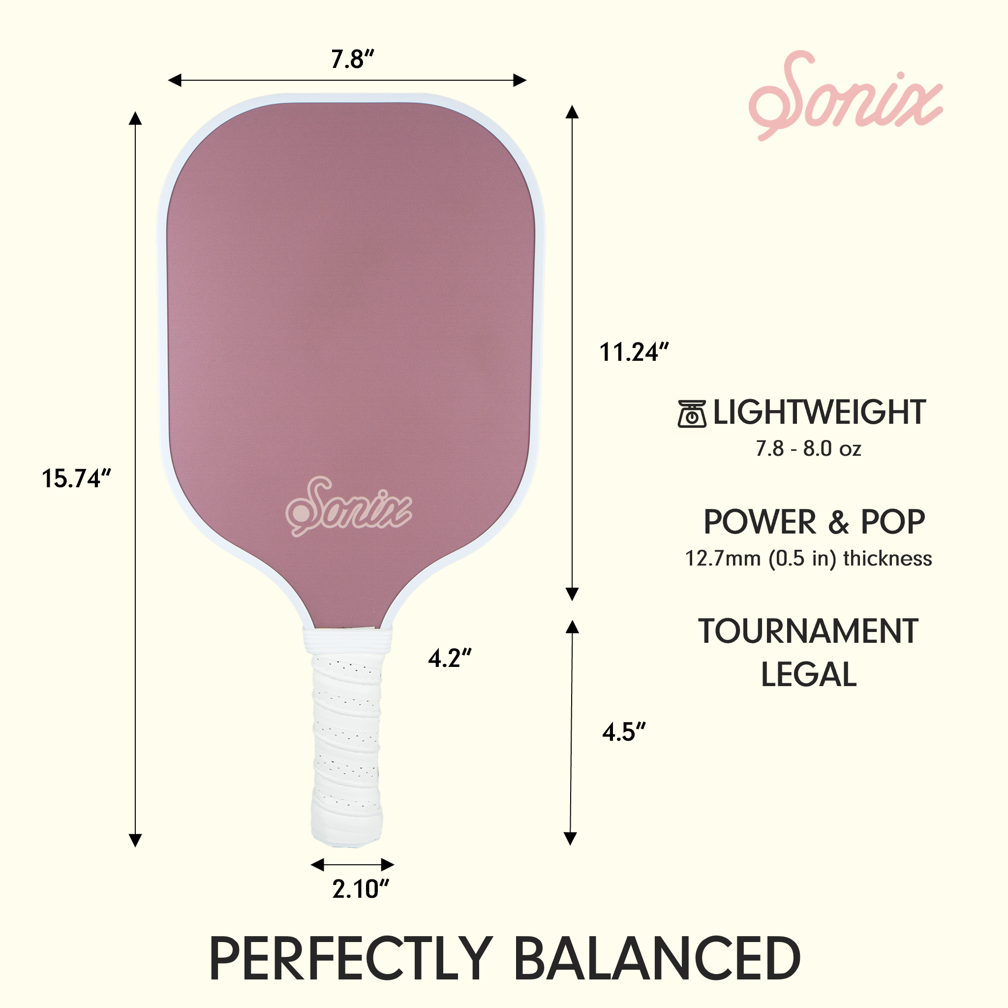 Single Pickleball Paddle - Mauve