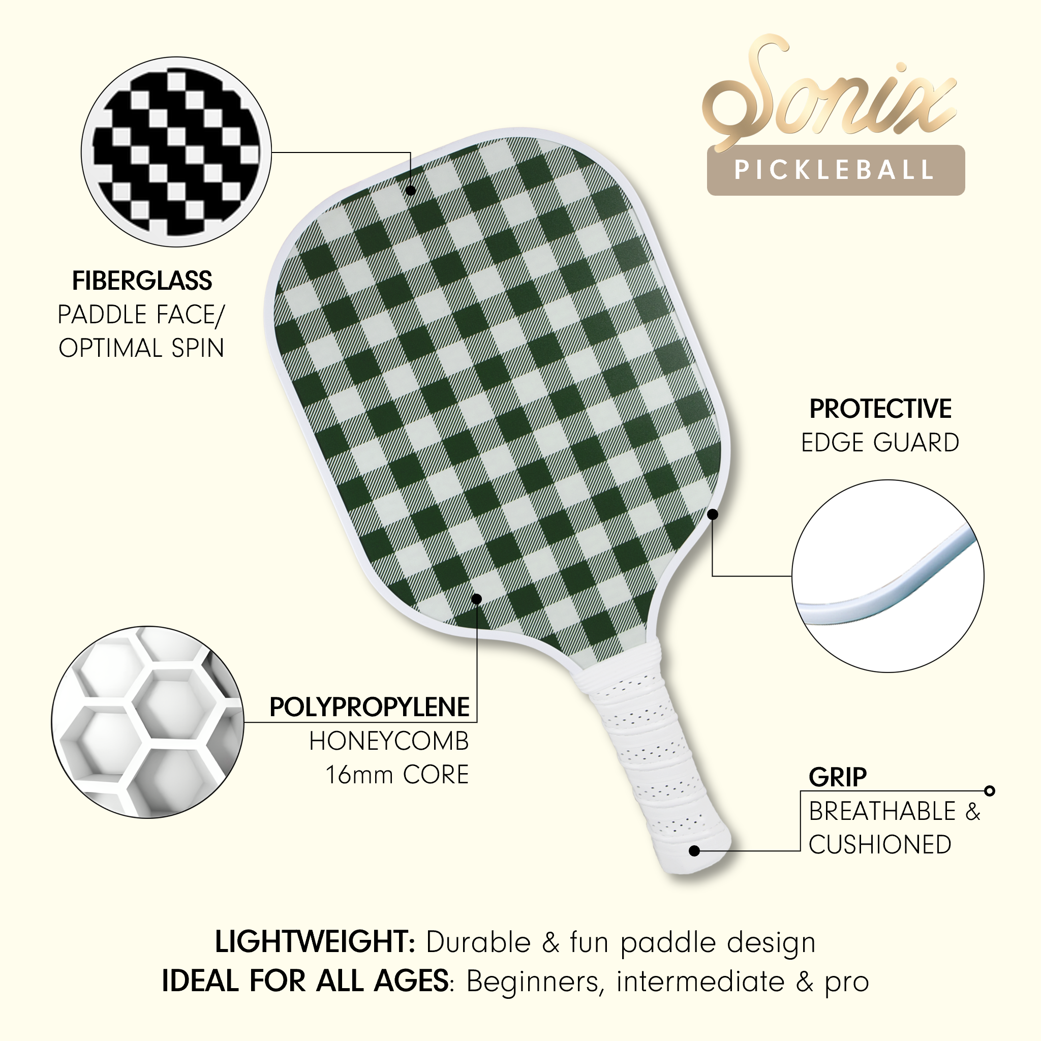 Single Pickleball Paddle - Forest Green