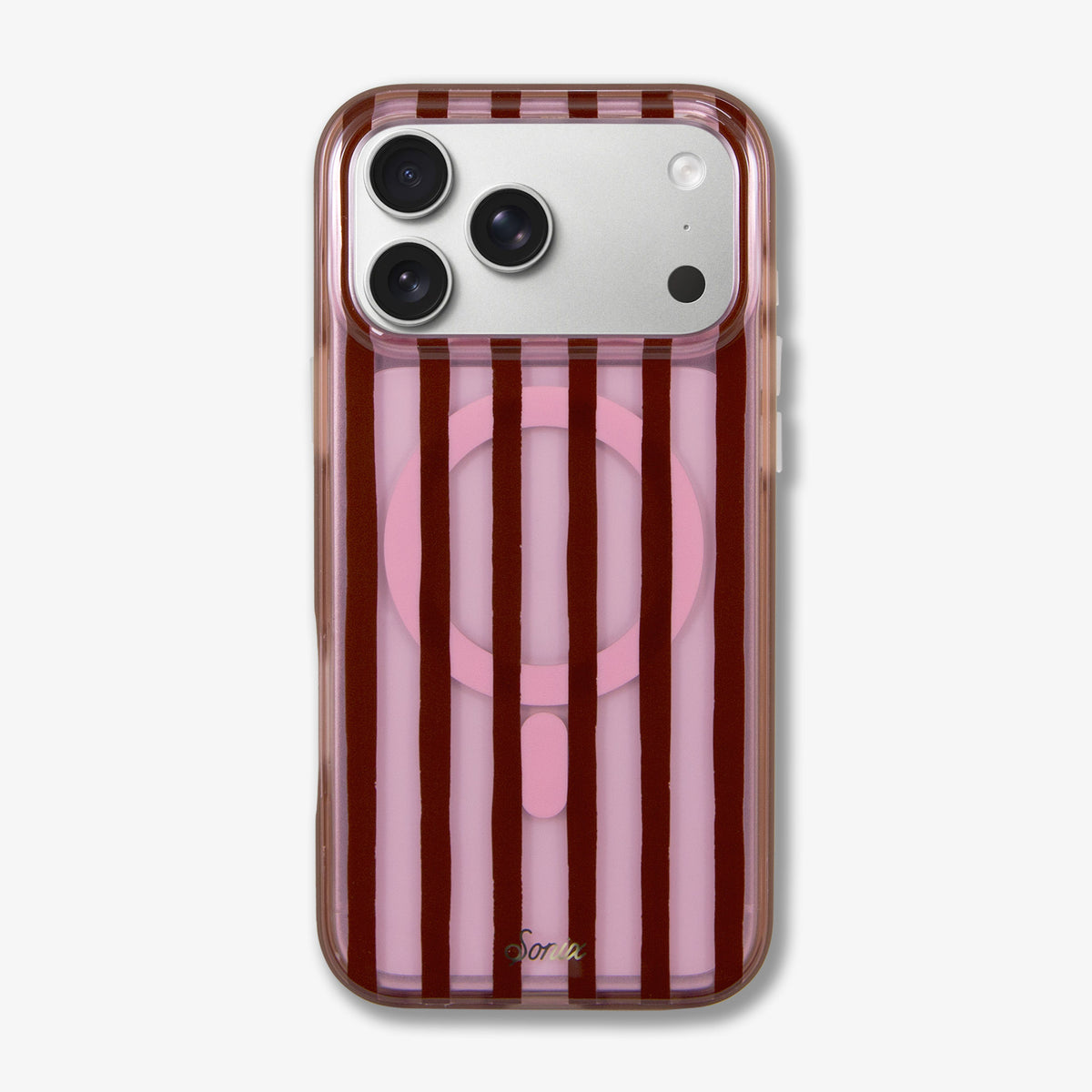 Abstract Stripe Pink / Cognac MagSafe® Compatible iPhone Case