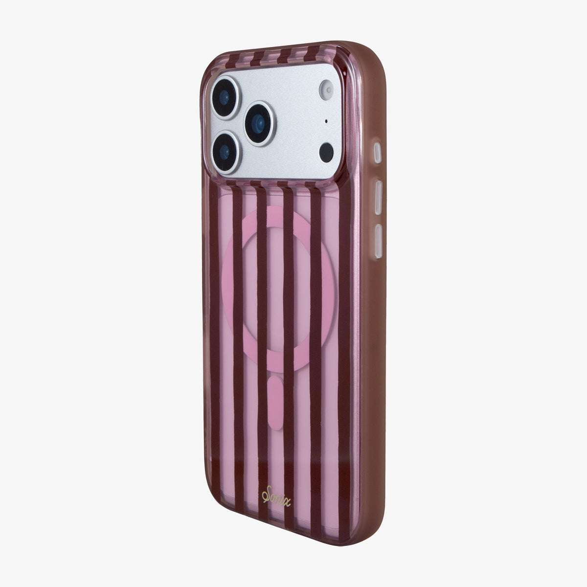 Abstract Stripe Pink / Cognac MagSafe® Compatible iPhone Case