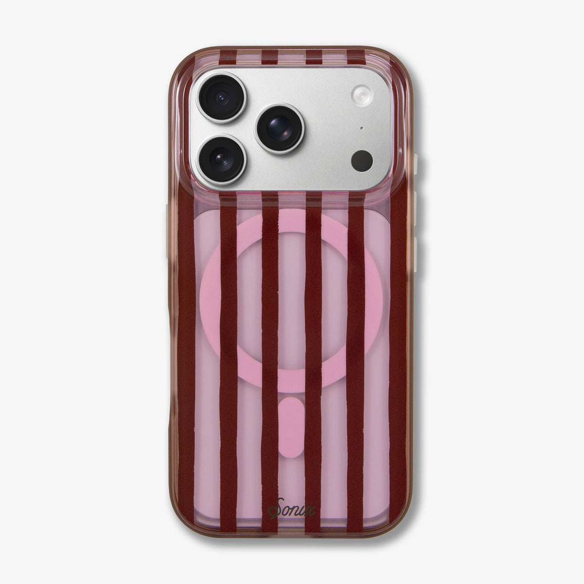 Abstract Stripe Pink / Cognac MagSafe® Compatible iPhone Case