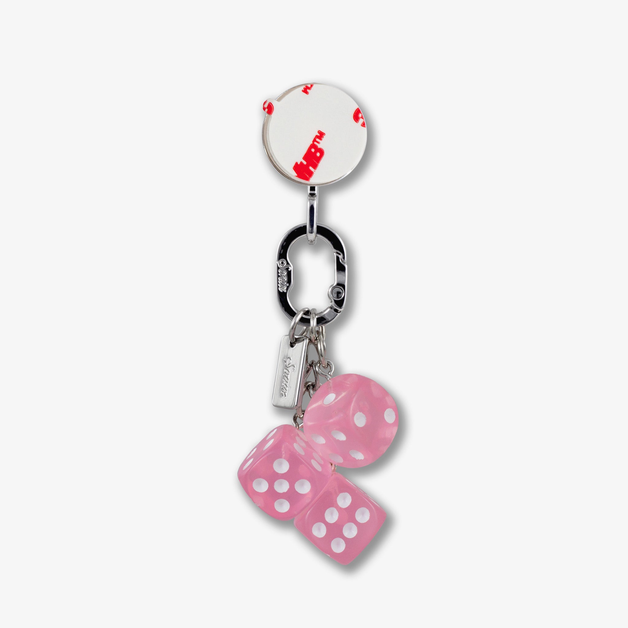 Adhesive Phone Hooks with Charms - Pink Dice