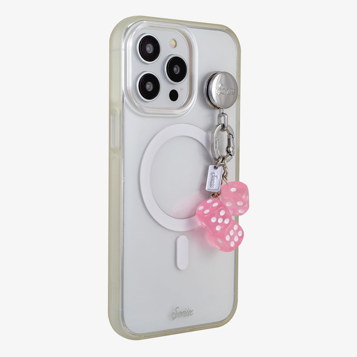 Adhesive Phone Hooks with Charms - Pink Dice