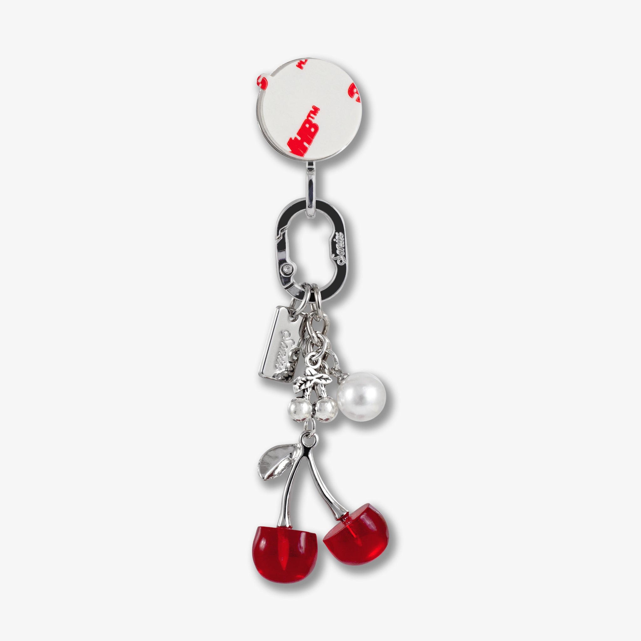 Adhesive Phone Hooks with Charms - Red Cherry