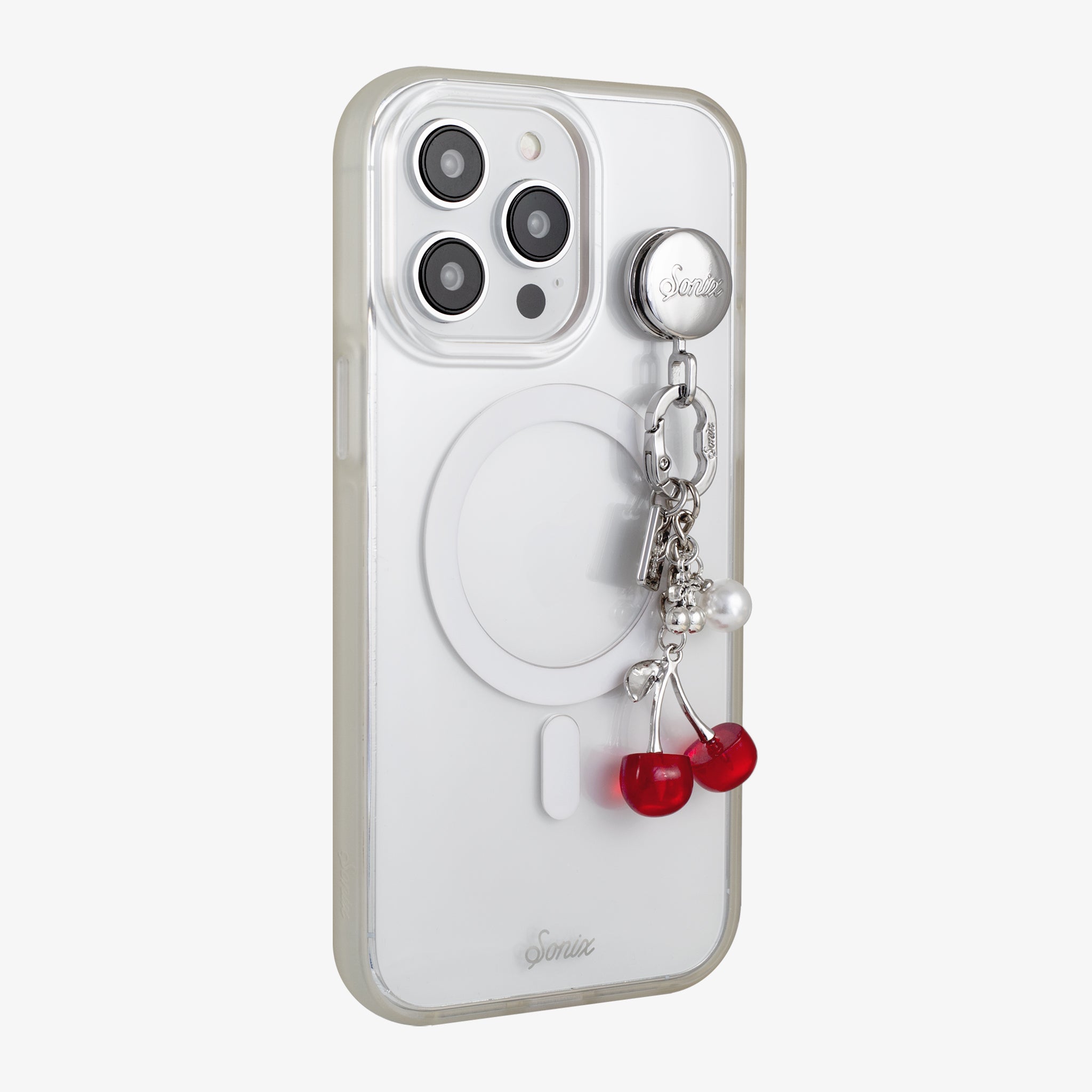 Adhesive Phone Hooks with Charms - Red Cherry