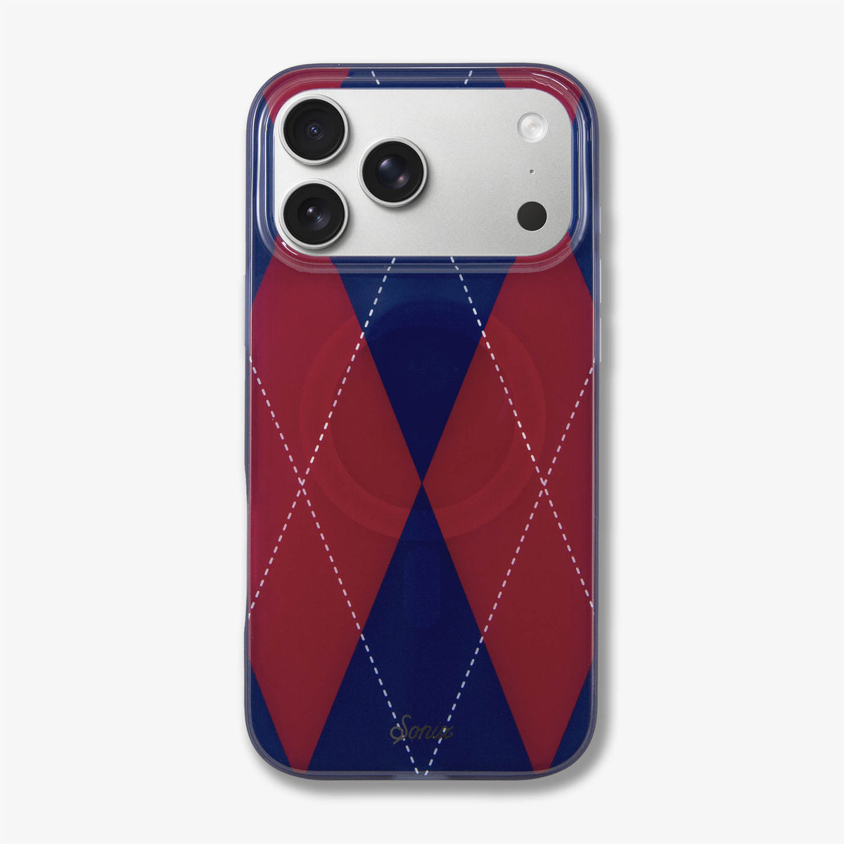 Argyle Red / Blue MagSafe® Compatible iPhone Case