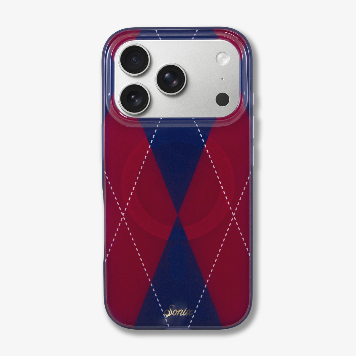 Argyle Red / Blue MagSafe® Compatible iPhone Case