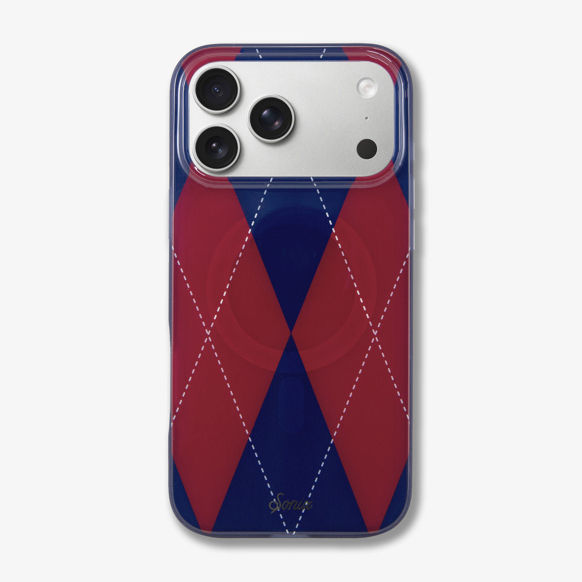 Argyle Red / Blue MagSafe® Compatible iPhone Case
