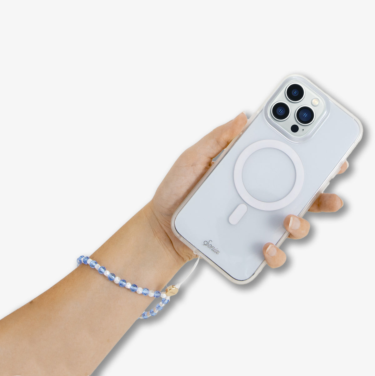 Beaded Phone Charm Blue White | Trendy & Expressive Beaded Phone Charm Blue White | Trendy & Expressive