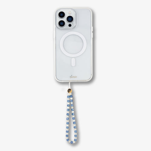 Beaded Phone Charm - Blue White