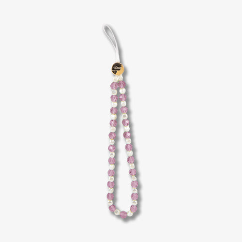 Beaded Phone Charm - Pink White