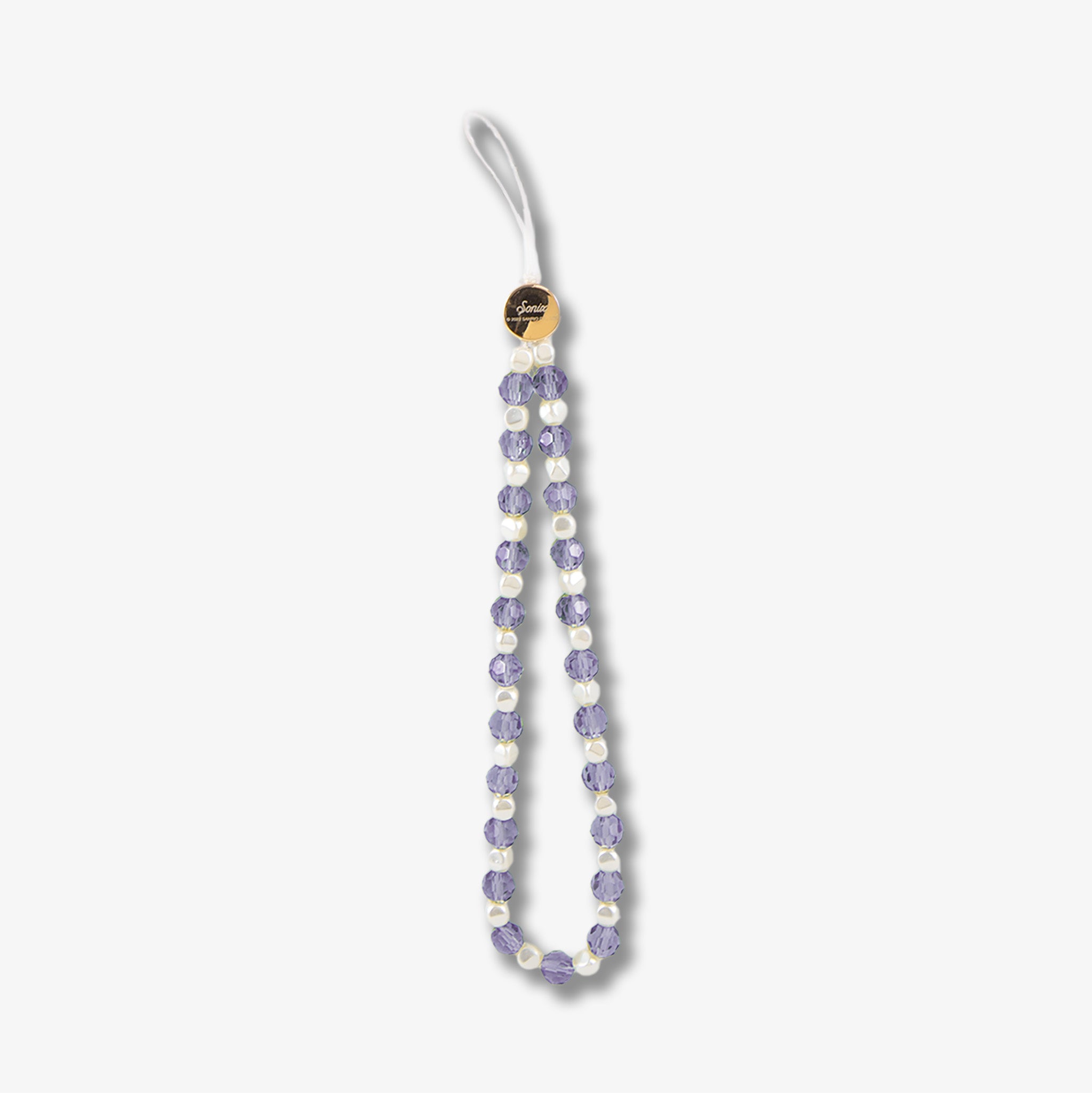 Beaded Phone Charm - Purple White