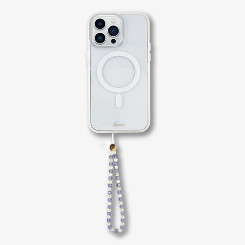 Beaded Phone Charm - Purple White